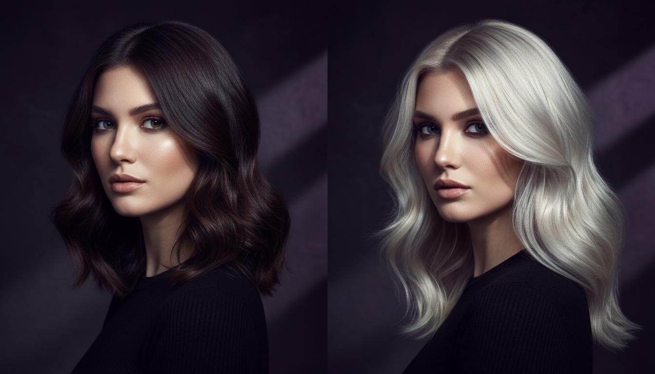 Hair color transformation - before and after